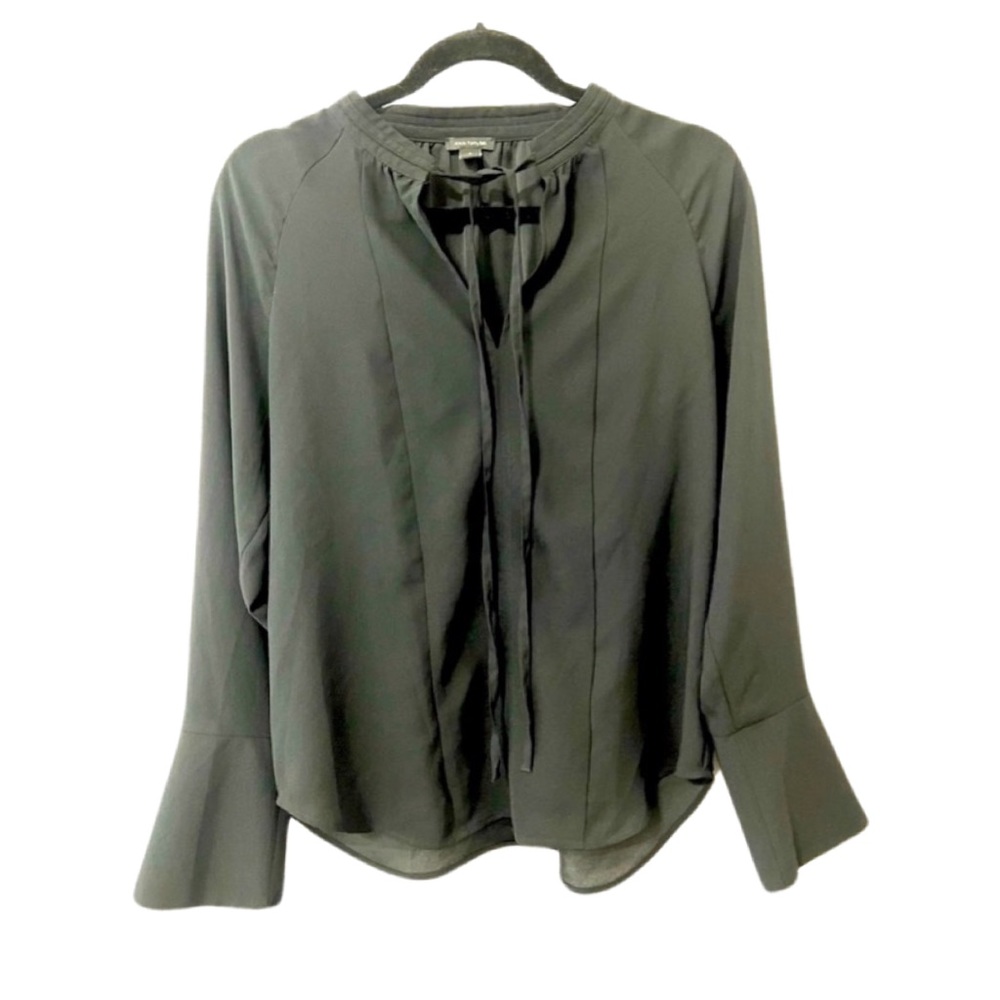 Ann Taylor Tie Neck Blouse with flair long sleeve| Size S